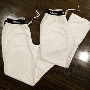 2 Greys Anatomy white scrub pants in Large